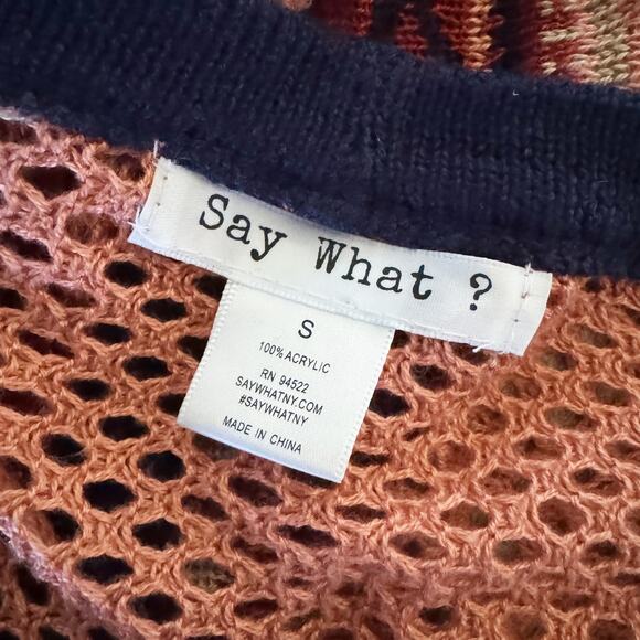 Say What open front Asymmetrical Cardigan Sweater Sz S Boho Western Aztec Knit - Picture 7 of 13